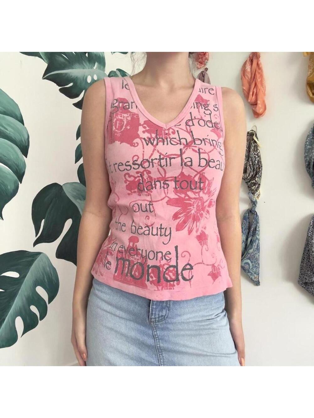 Y2k Pink Graphic Tank Top